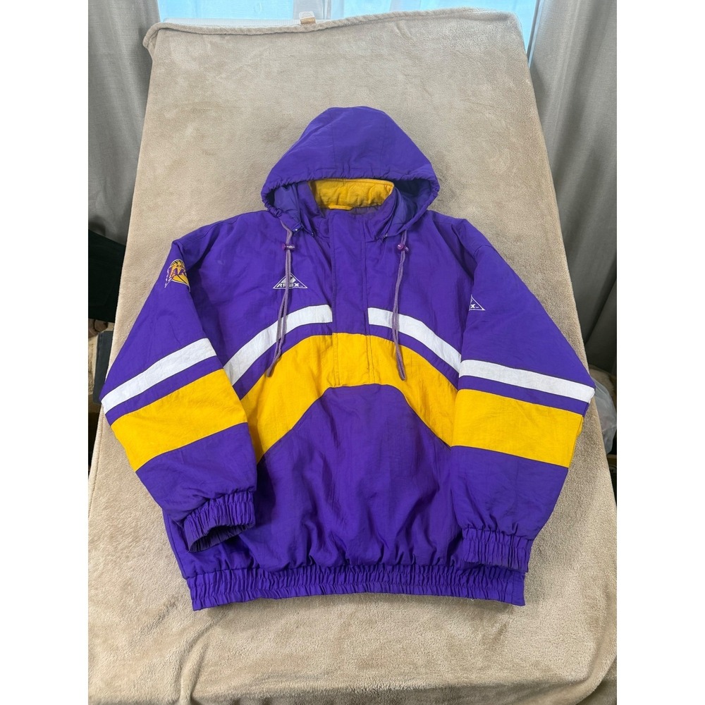 Vintage 90s Apex One Los Angeles Laker NBA Jacket Men XL Purple Gold Windbreaker